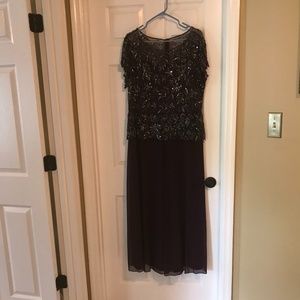 Pisarro Nights Beaded Illusion Gown - Plum, Size 16W